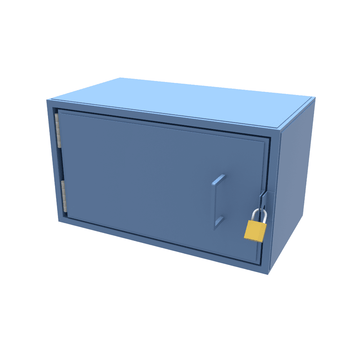 CAD drawing of small lockable site box ideal for the secure storage of valuable smaller items on building and construction sites, and in factories and warehouses